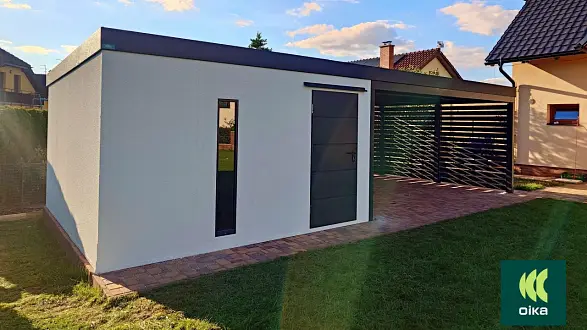 Zahradní domek OIKA® s prostorným přístřeškem