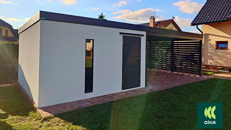 Zahradní domek OIKA® s prostorným přístřeškem