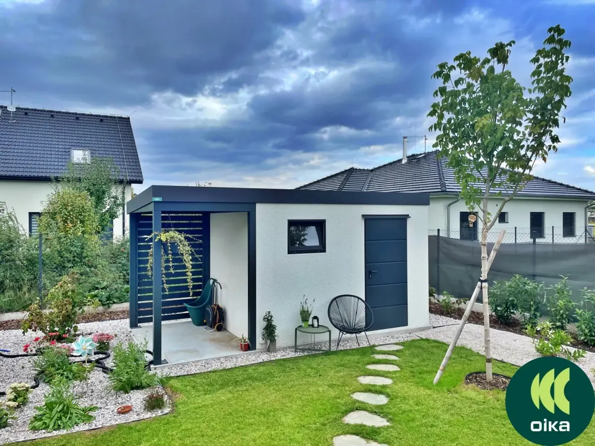 Zahradní domek s&nbsp;přístřeškem 5 x 2,56 m