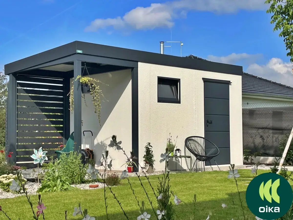 Zahradní domek s&nbsp;přístřeškem 5 x 2,56 m