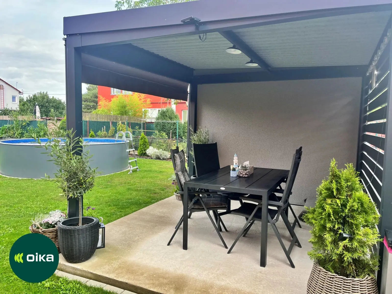 Zahradní domek s&nbsp;přístřeškem 5,9 x 2,98 m