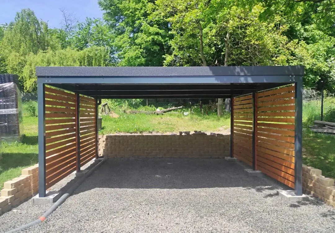 Montovaný přístřešek pro&nbsp;2 auta 5 x 5 m