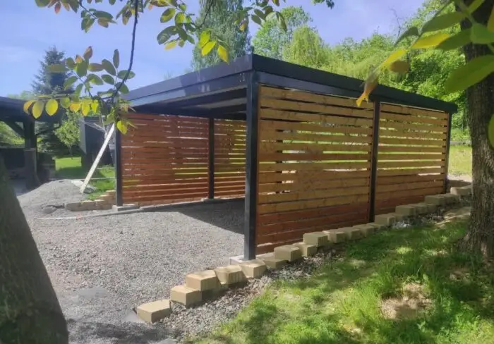 Montovaný přístřešek pro&nbsp;2 auta 5 x 5 m